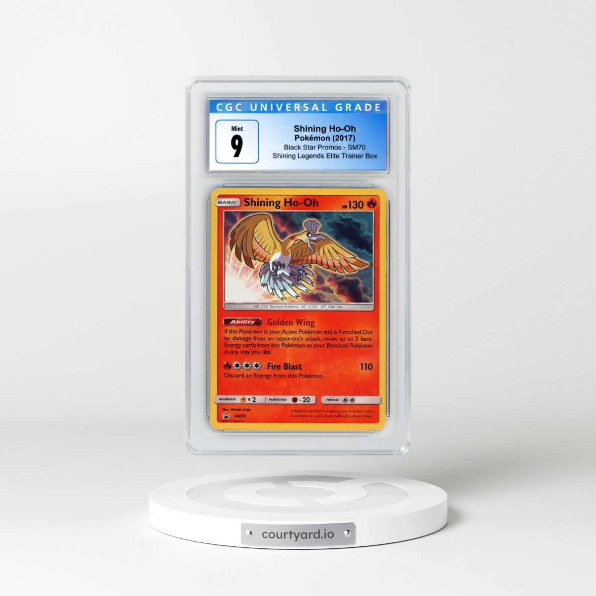2016 Black Star Promos - Sun & Moon #SM70 Shining Ho-Oh - Holo Shining Legends Elite Trainer Box (CGC 9 MINT)