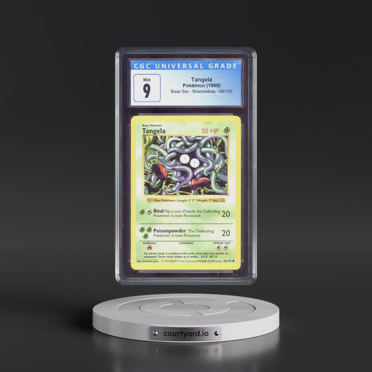 1999 Base Set #66/102 Tangela - Shadowless Shadowless (CGC 9 MINT)