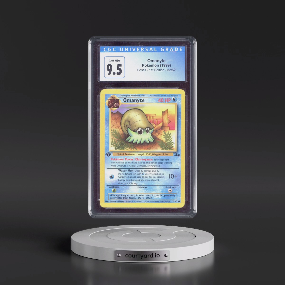 1999 Fossil #52/62 Omanyte - 1st Edition 1st Edition (CGC 10 GEM MINT)