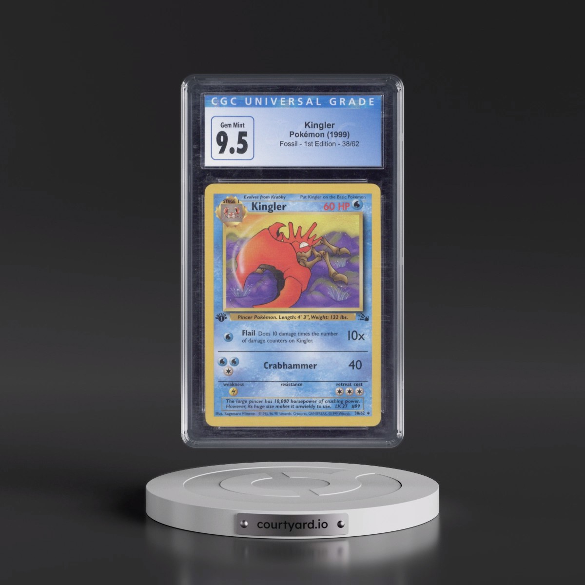 1999 Fossil #38/62 Kingler - 1st Edition 1st Edition (CGC 10 GEM MINT)