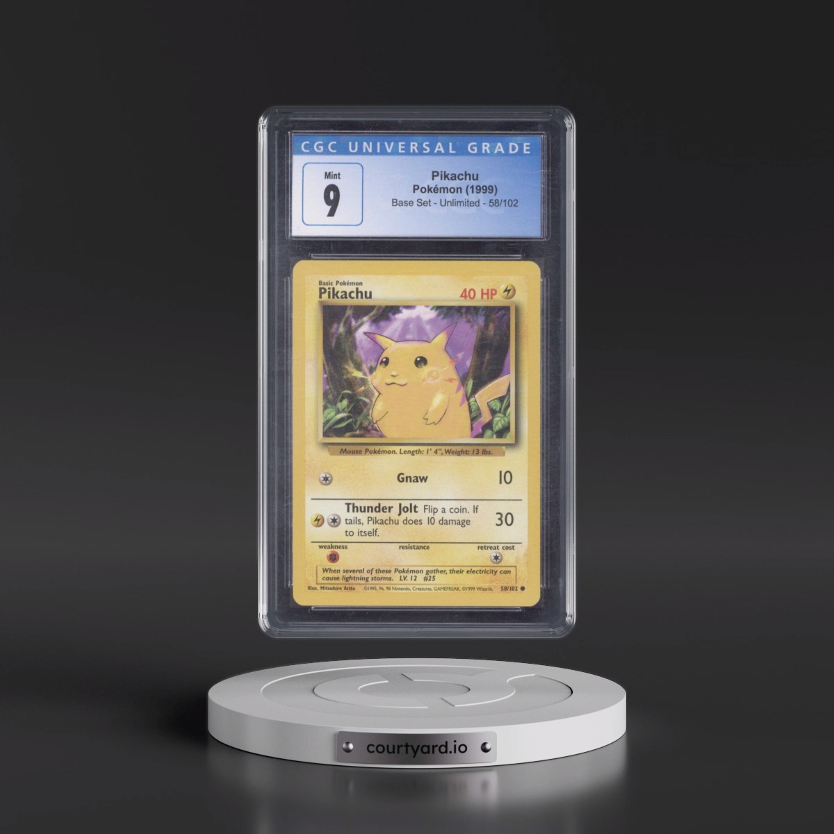 1999 Base Set #58/102 Pikachu - Yellow Cheeks (CGC 9 MINT)