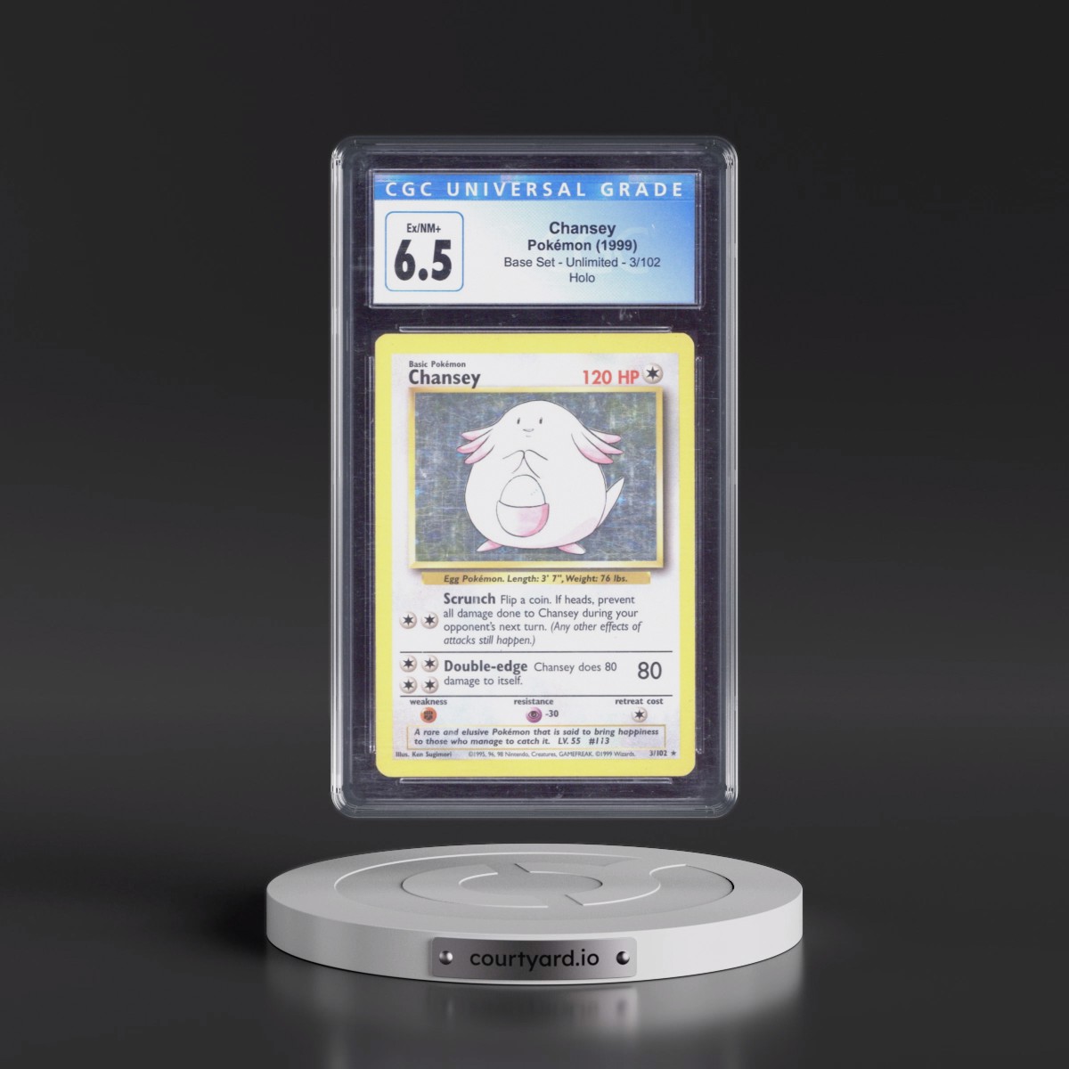 1999 Base Set #3/102 Chansey - Holo (CGC 6.5 EX-NM+)