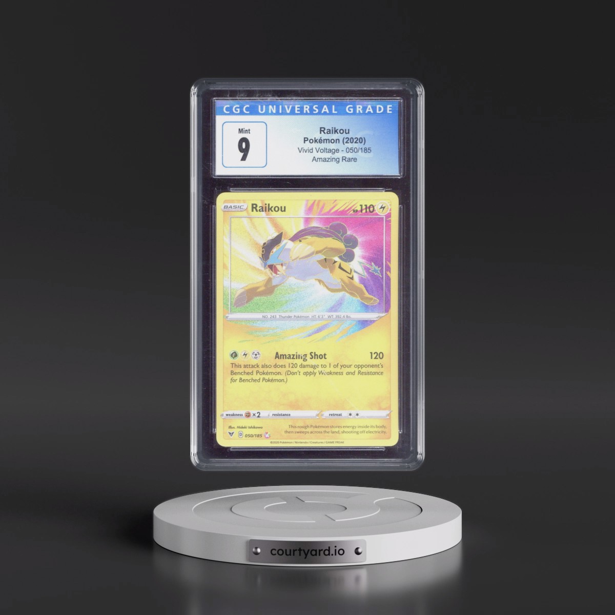 2020 Vivid Voltage #050/185 Raikou - Amazing Rare Holo (CGC 9 MINT)