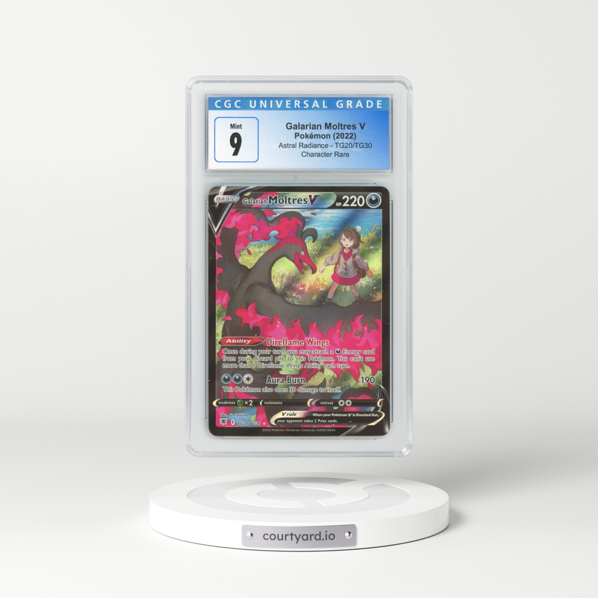 2022 Astral Radiance #TG20 Galarian Moltres V (CGC 9 MINT)