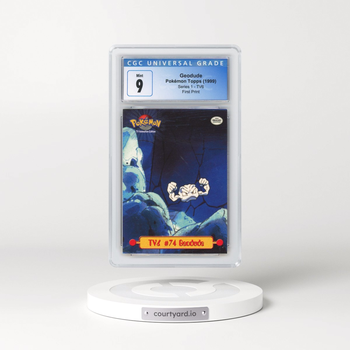 1999 Series 1 (Oval Nintendo Seal) #TV6 No.74 Geodude - First Print (Blue Topps Logo) (CGC 9 MINT)