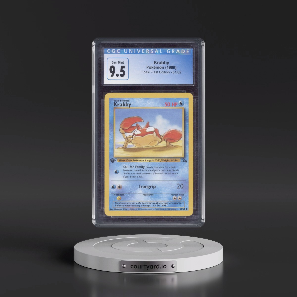 1999 Fossil #51/62 Krabby - 1st Edition 1st Edition (CGC 10 GEM MINT)