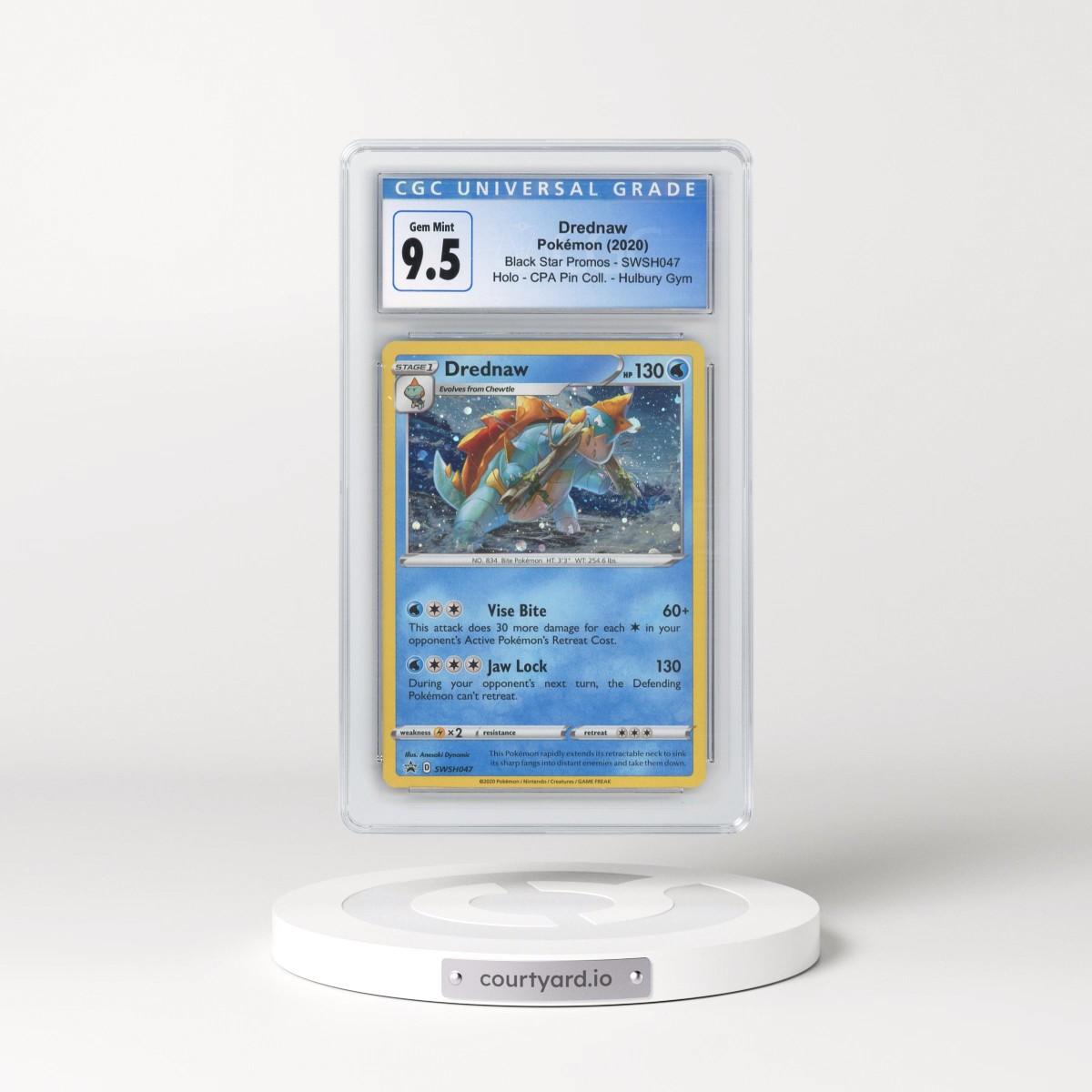 2017 Black Star Promos - Sword & Shield #SWSH047 Drednaw - Champion's Path Pin Coll. - Hulbury Gym (Cosmos Holo) (CGC 10 GEM MINT)