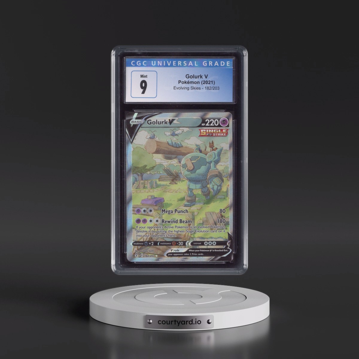 2021 Evolving Skies #182/203 Golurk V - Ultra Rare Holo (CGC 9 MINT)