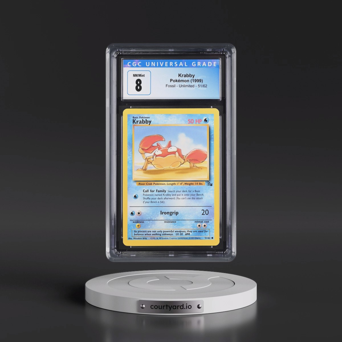 1999 Fossil #51/62 Krabby (CGC 8 NM-MT)