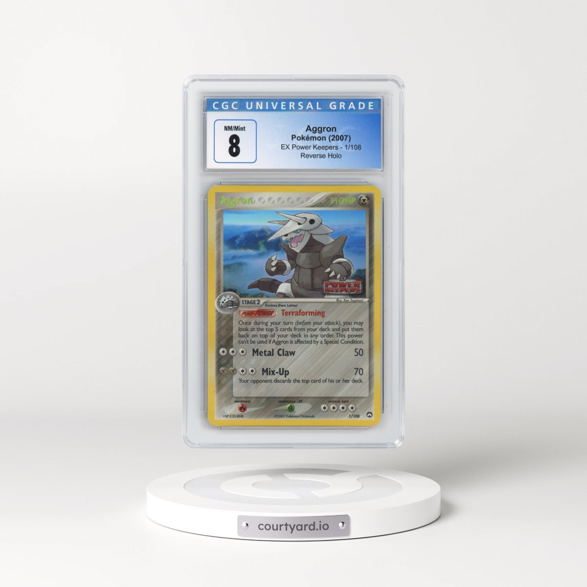 2007 EX Power Keepers #1/108 Aggron - Reverse Holo (CGC 8 NM-MT)