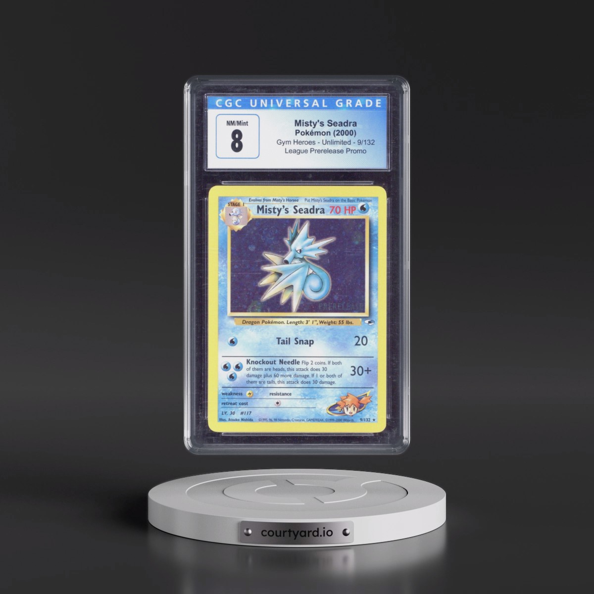 2000 Gym Heroes #9/132 Misty's Seadra - League Prerelease Promo (Holo) (CGC 8 NM-MT)