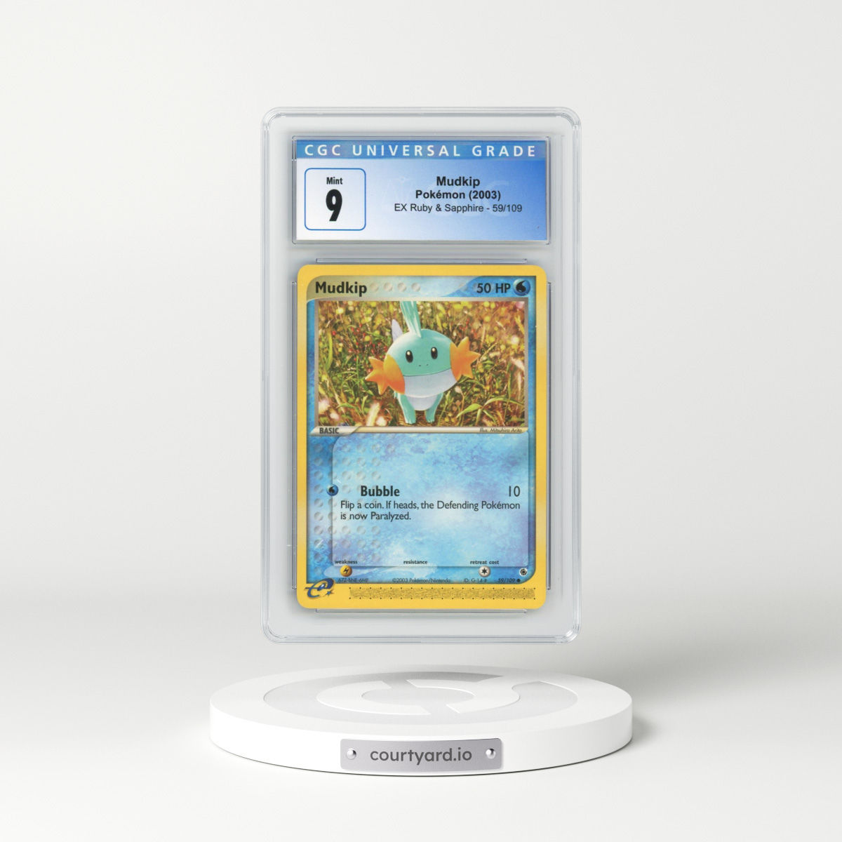 2003 EX Ruby & Sapphire (2003 Copyright, w/ "e" Symbol) #59/109 Mudkip (CGC 9 MINT)