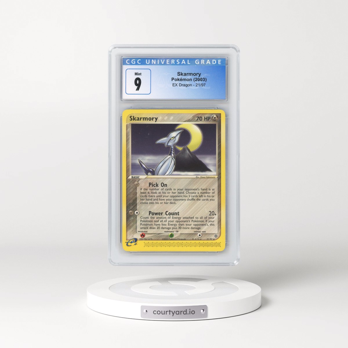 2003 EX Dragon (2003 Copyright, w/ "e" Symbol) #21/97 Skarmory (CGC 9 MINT)