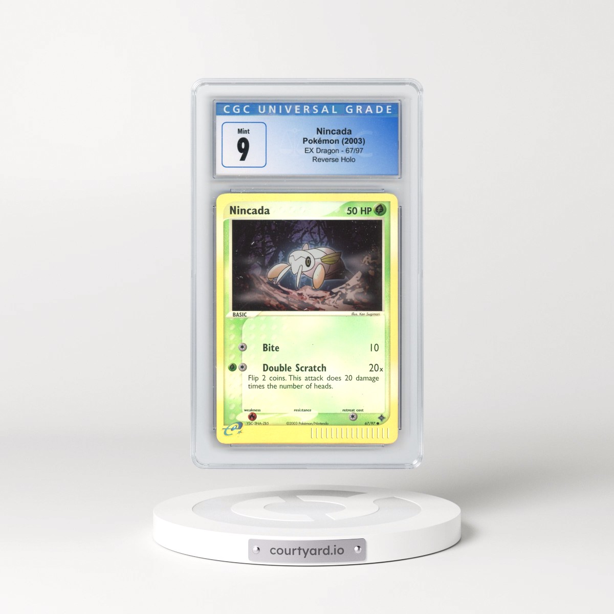 2003 EX Dragon (2003 Copyright, w/ "e" Symbol) #67/97 Nincada - Reverse Holo (CGC 9 MINT)