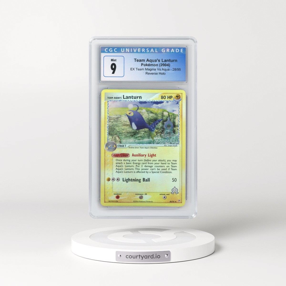 2004 EX Team Magma Vs Team Aqua #28/95 Team Aqua's Lanturn - Reverse Holo (CGC 9 MINT)