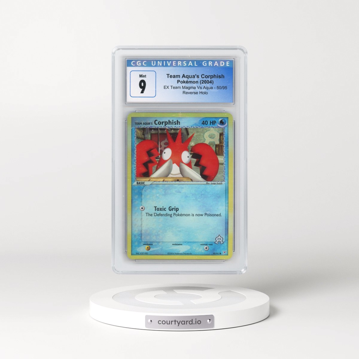 2004 EX Team Magma Vs Team Aqua #50/95 Team Aqua's Corphish - Reverse Holo (CGC 9 MINT)