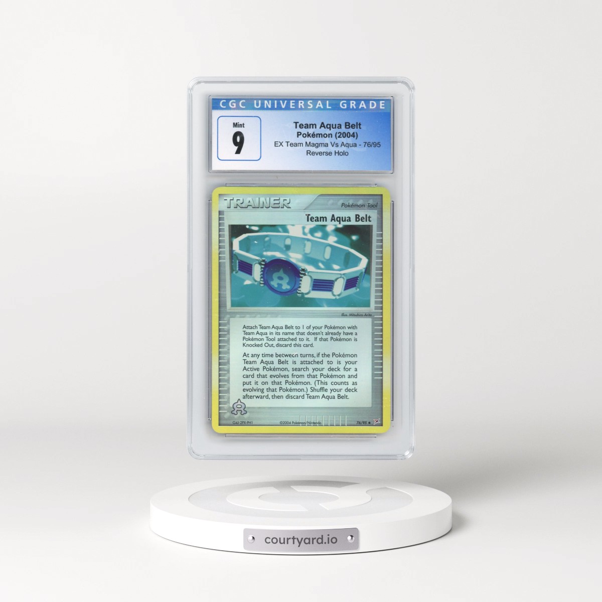 2004 EX Team Magma Vs Team Aqua #76/95 Team Aqua Belt - Reverse Holo (CGC 9 MINT)