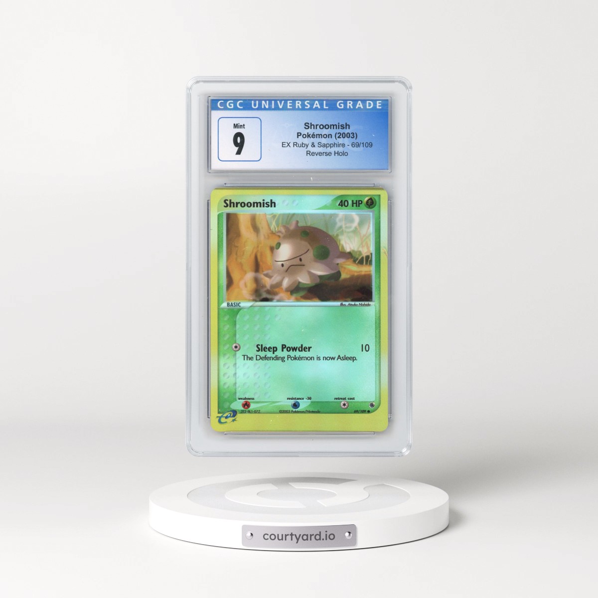 2003 EX Ruby & Sapphire (2003 Copyright, w/ "e" Symbol) #69/109 Shroomish - Reverse Holo (CGC 9 MINT)