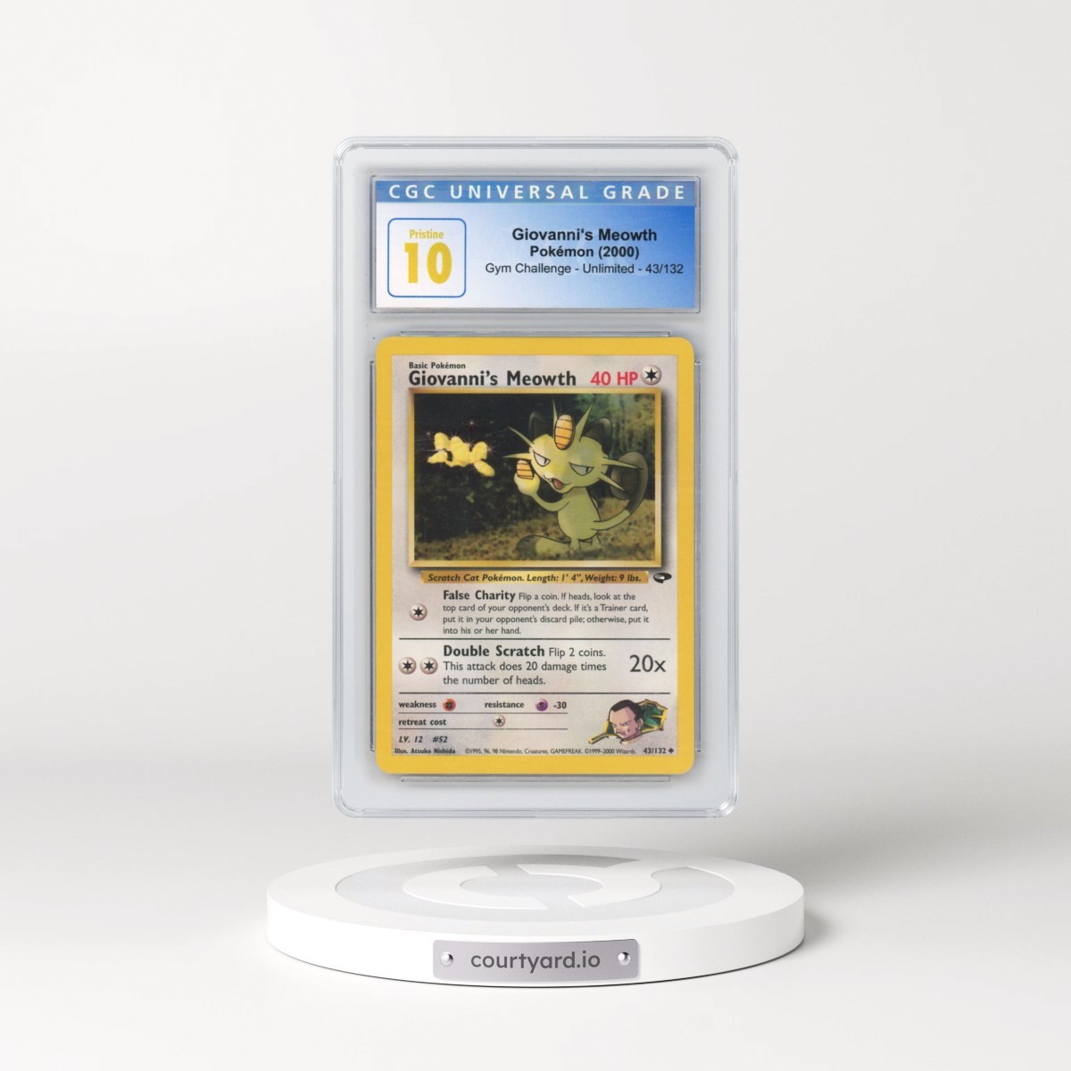 2000 Gym Challenge #43/132 Giovanni's Meowth (CGC 10 PRISTINE)