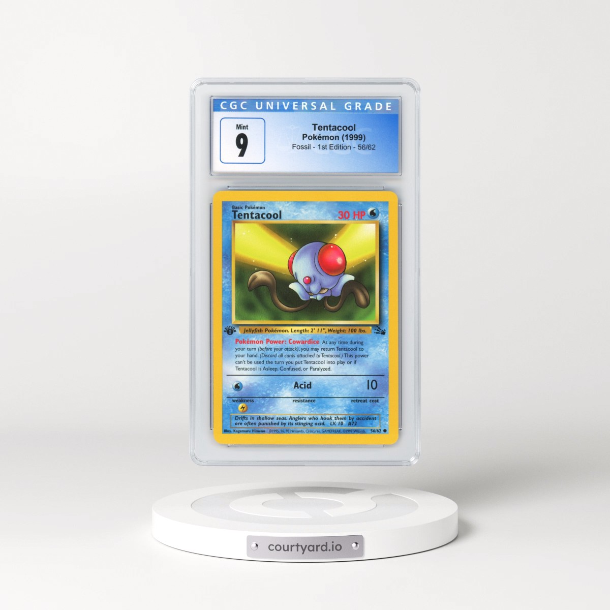 1999 Fossil #56 Tentacool - 1st Edition (CGC 9 MINT)