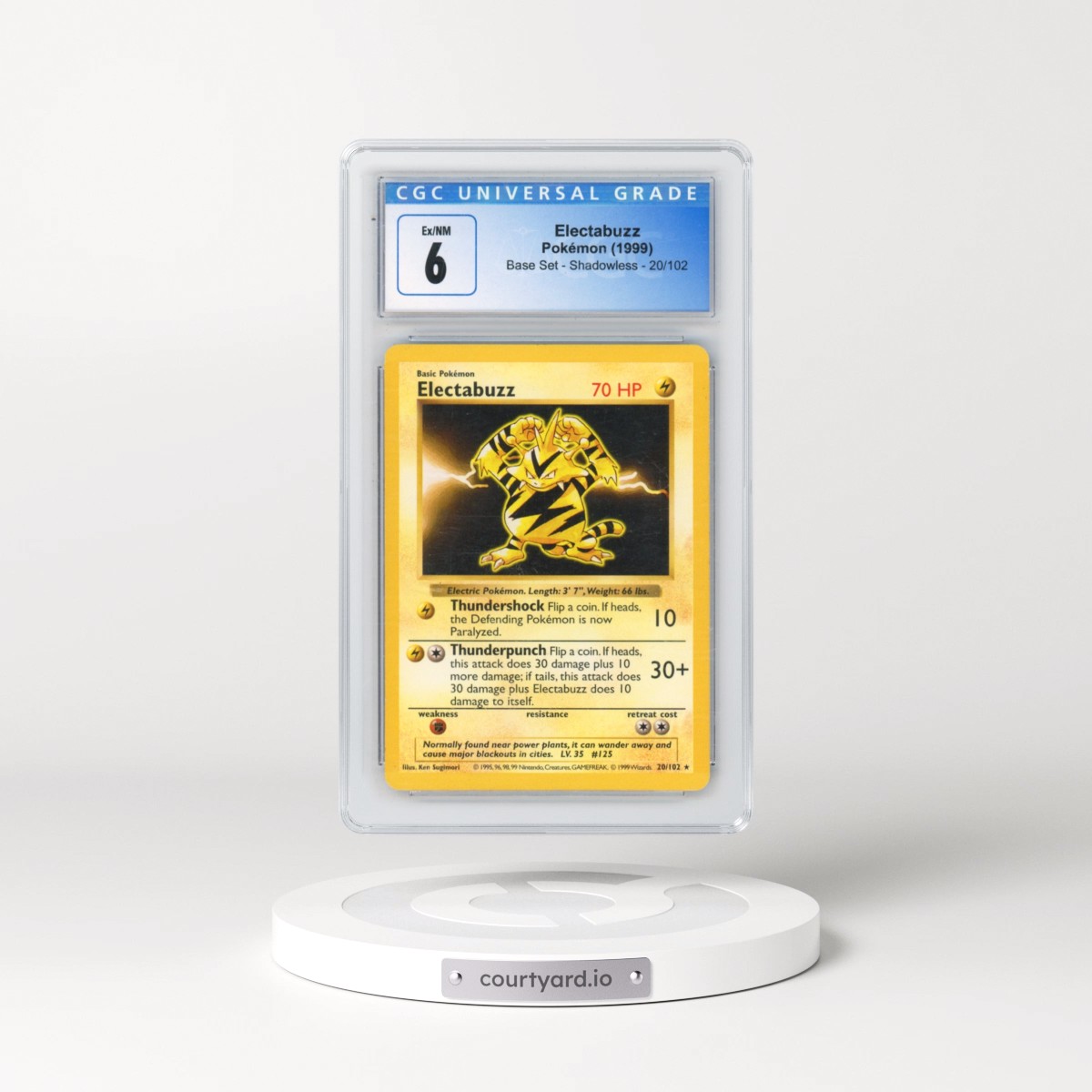 1999 Base Set #20/102 Electabuzz - Shadowless Shadowless (CGC 6 EX-NM)