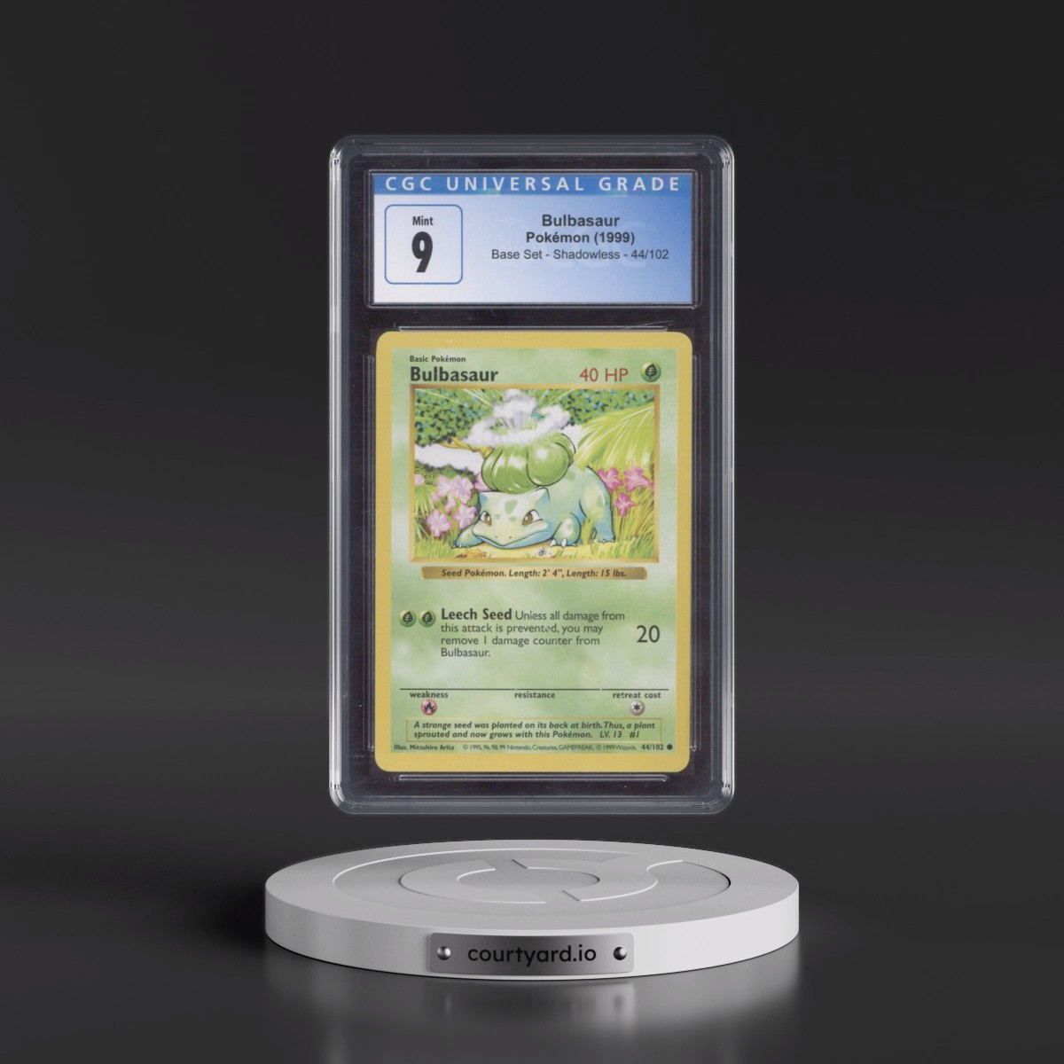 1999 Base Set #44/102 Bulbasaur - Shadowless Shadowless (CGC 9 MINT)