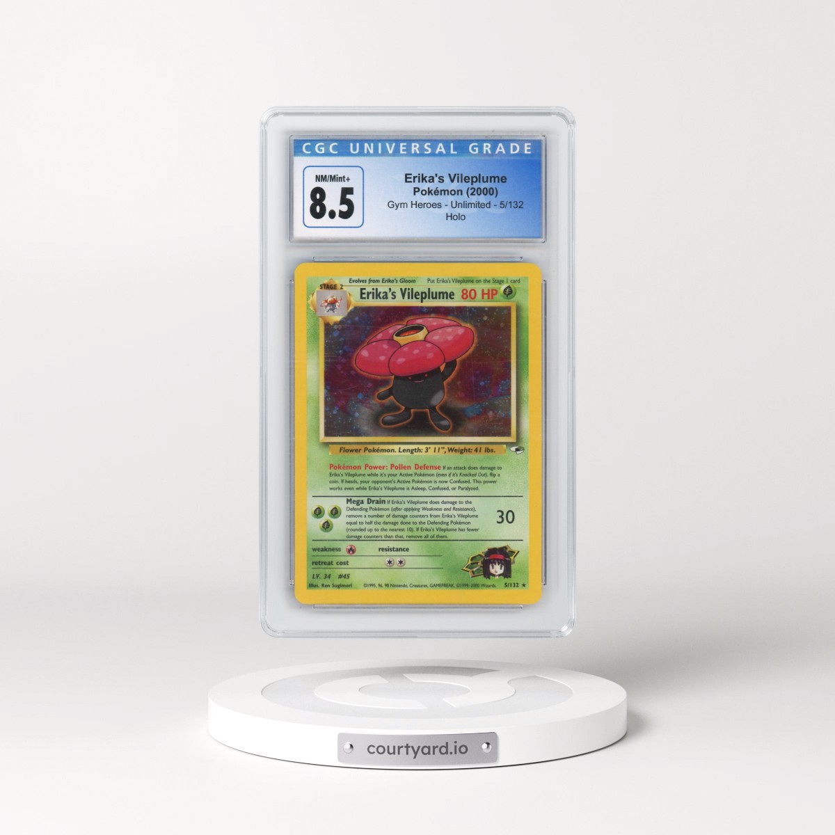2000 Gym Heroes #5/132 Erika's Vileplume - Holo (CGC 8.5 NM-MT+)