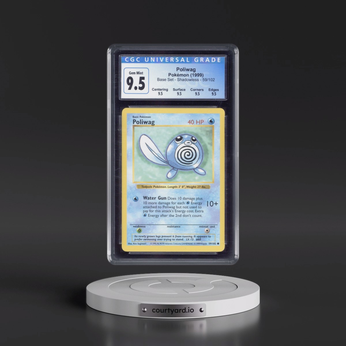 1999 Base Set #59/102 Poliwag - Shadowless Shadowless (CGC 10 GEM MINT)
