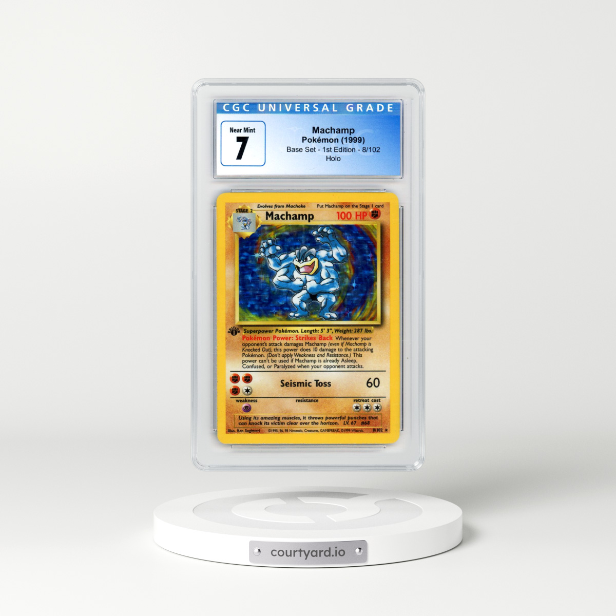 1999 Base Set #8/102 Machamp (With Shadow) - 1st Edition Holo (CGC 7 NM)