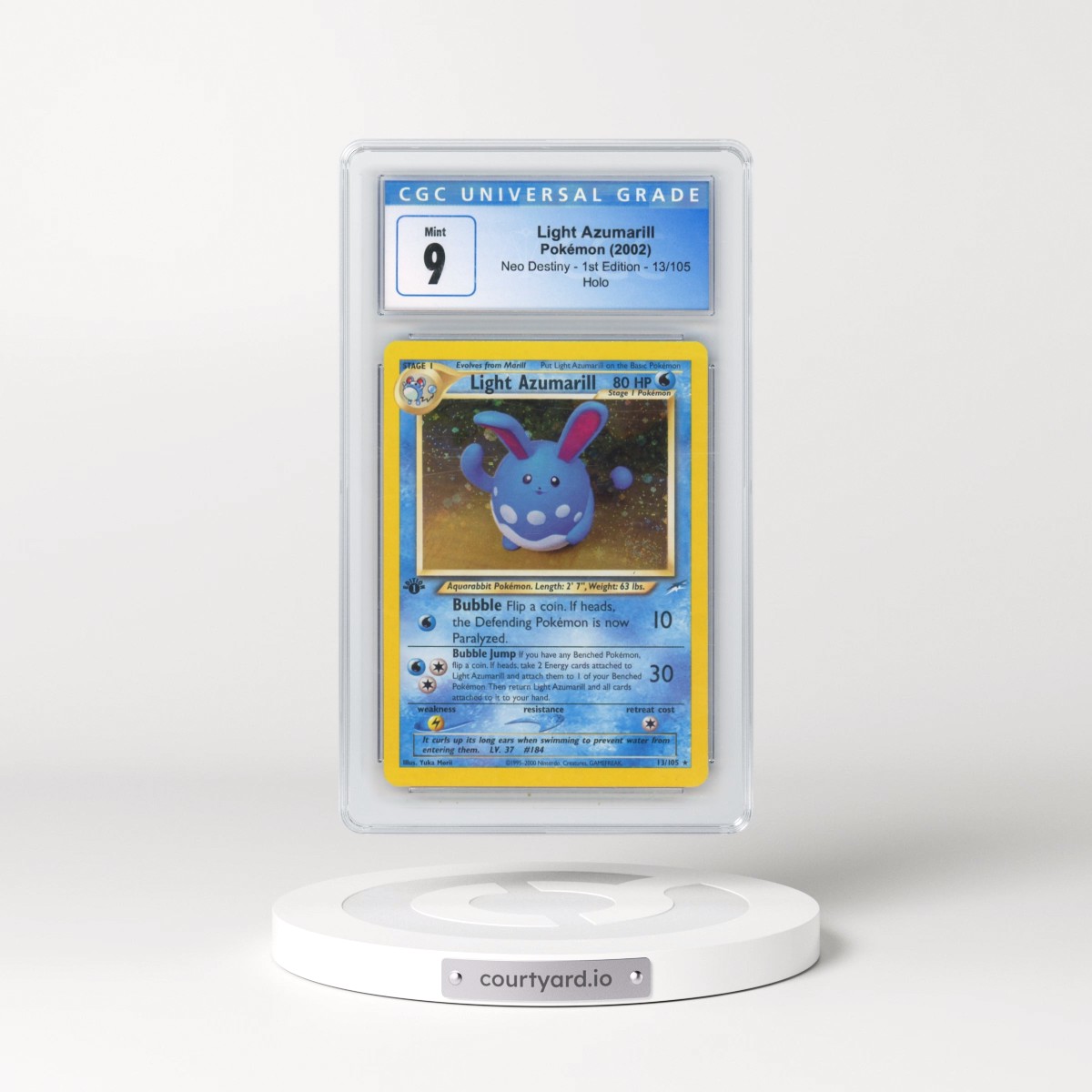 2002 Neo Destiny #13/105 Light Azumarill - 1st Edition Holo (CGC 9 MINT)
