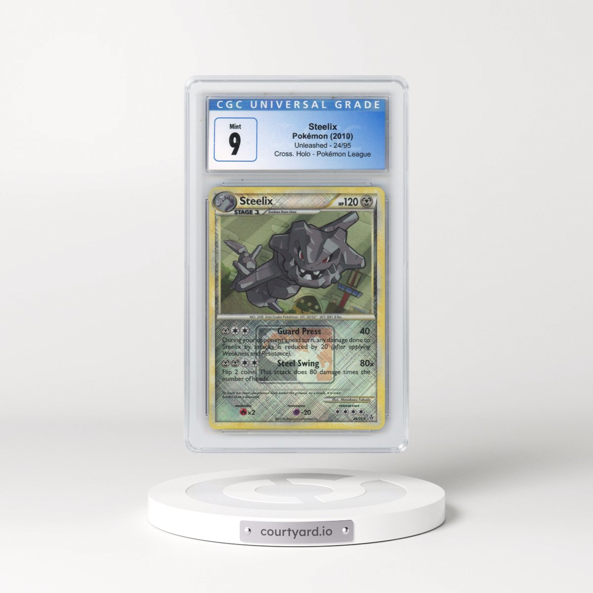 2010 Unleashed #24/95 Steelix - Pokémon League Crosshatch Holo (Cross. Holo) (CGC 9 MINT)