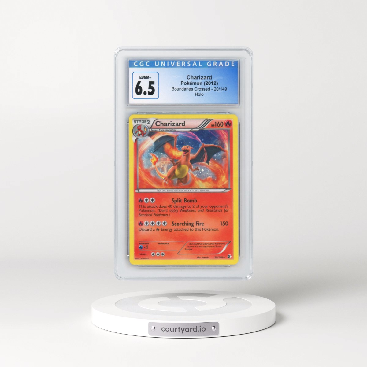 2012 Boundaries Crossed #20/149 Charizard - Holo (CGC 6.5 EX-NM+)