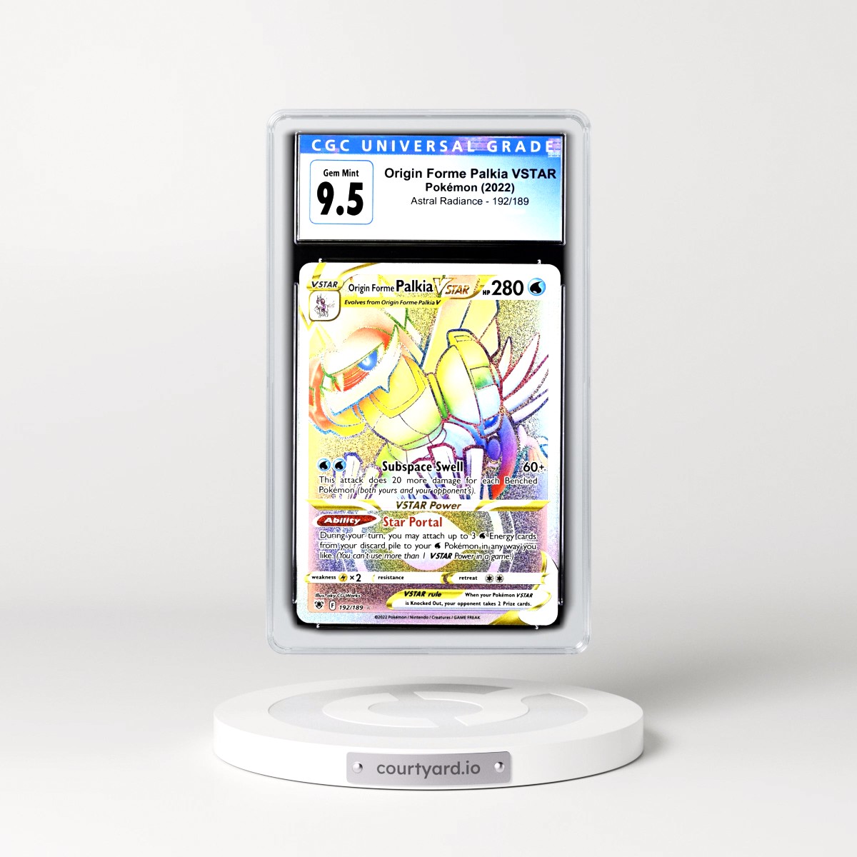 Astral Radiance #192/189 Origin Forme Palkia VSTAR - Rainbow Rare Holo (CGC 10 GEM MINT)