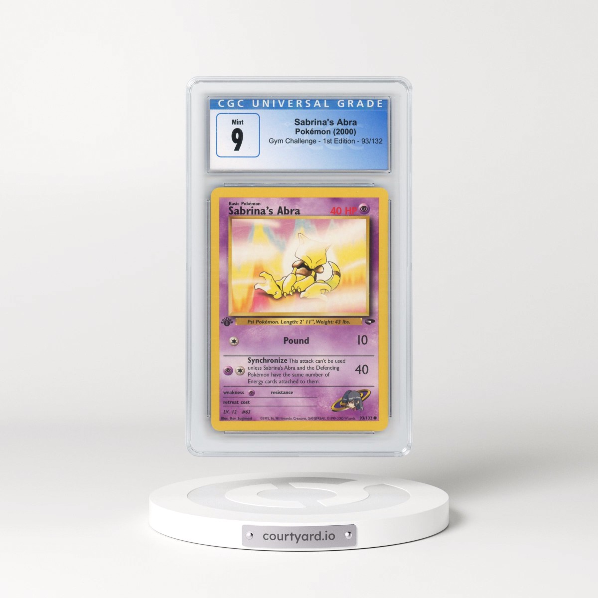 2000 Gym Challenge #93/132 Sabrina's Abra - 1st Edition 1st Edition (CGC 9 MINT)