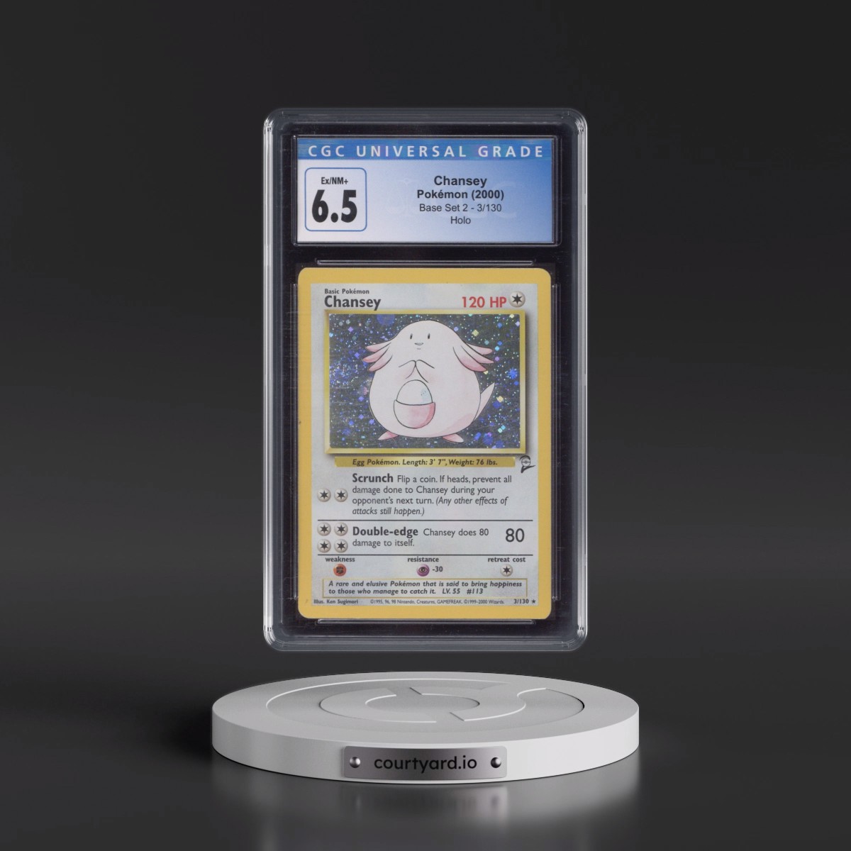 2000 Base Set 2 #3/130 Chansey - Holo (CGC 6.5 EX-NM+)
