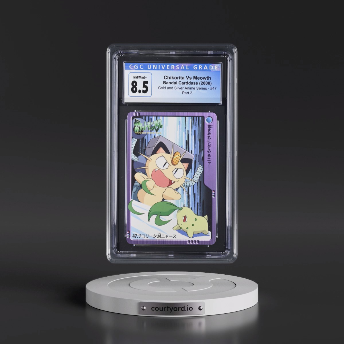 2000 Gold and Silver Anime Series #47 Chikorita Vs Meowth - Part 2 (CGC 8.5 NM-MT+)
