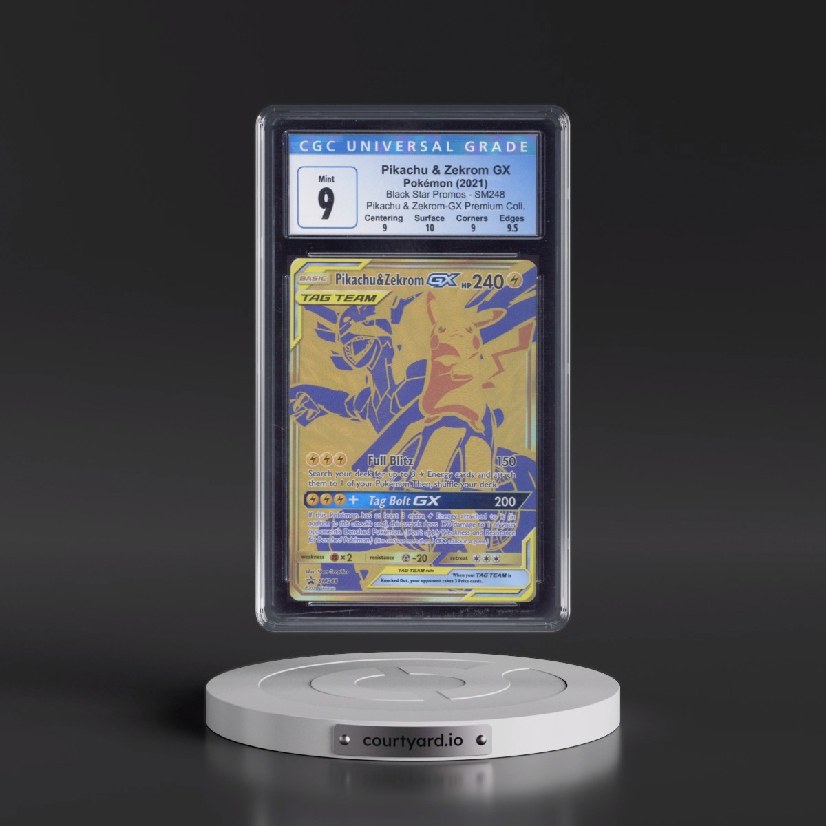 2016 Black Star Promos - Sun & Moon Pikachu & Zekrom GX - Pikachu & Zekrom GX Premium Collection (Holo) #SM248 CGC 9