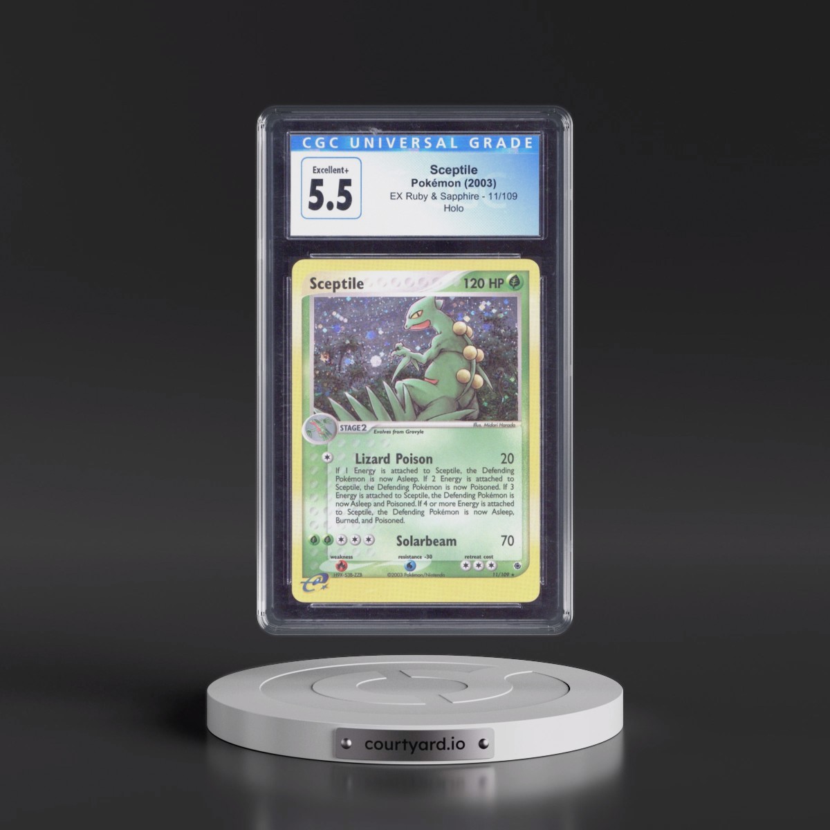 2003 EX Ruby & Sapphire (2003 Copyright, w/ "e" Symbol) #11/109 Sceptile - Holo (CGC 5.5 EX+)