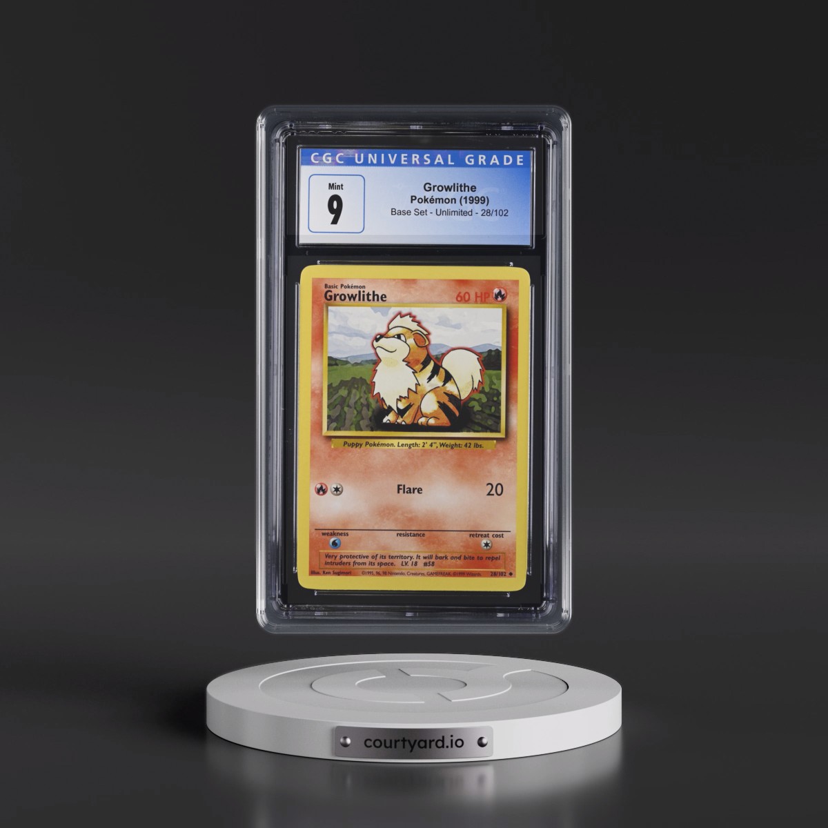 1999 Base Set #28/102 Growlithe (CGC 9 MINT)