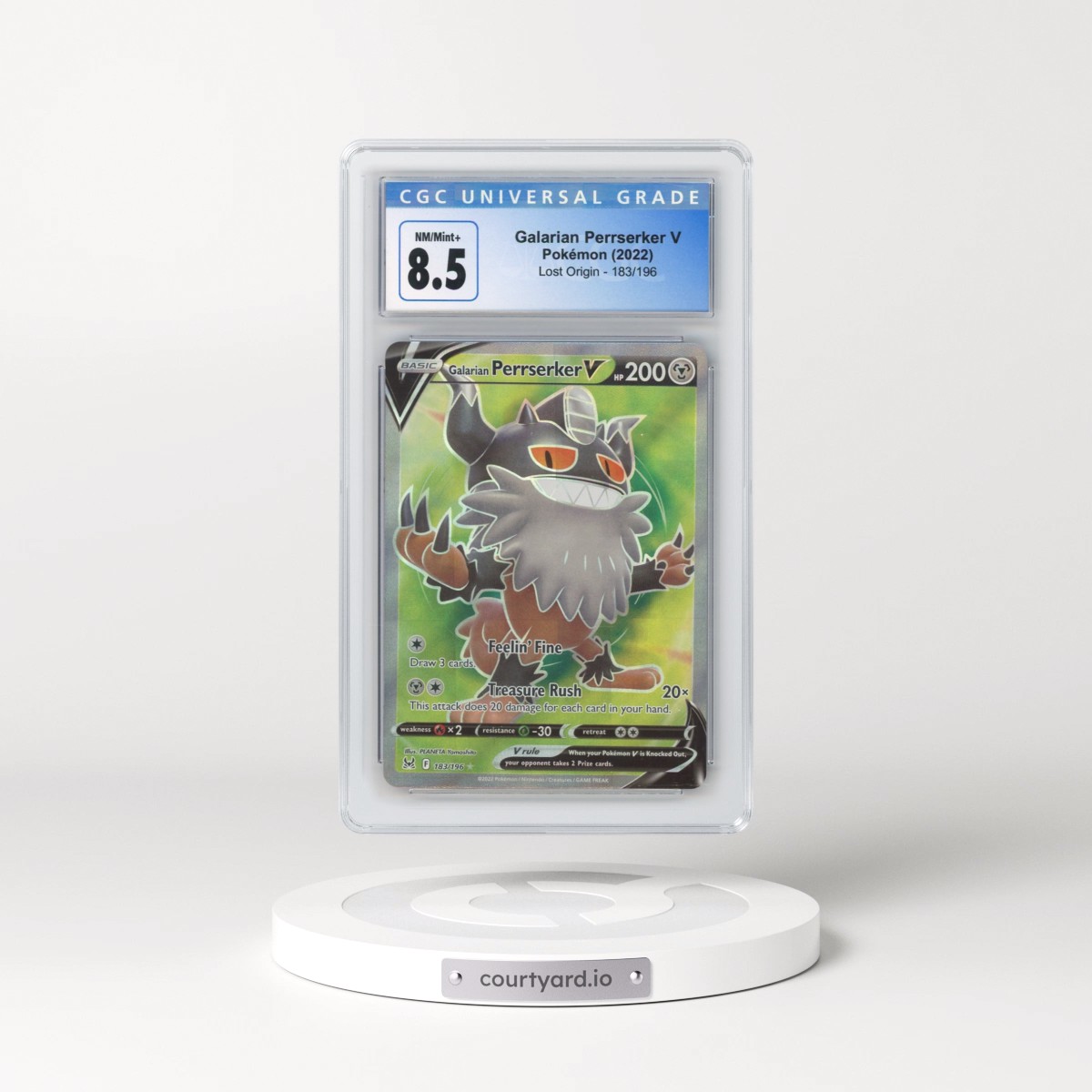 2022 Lost Origin #183/196 Galarian Perrserker V - Ultra Rare Holo (CGC 8.5 NM-MT+)