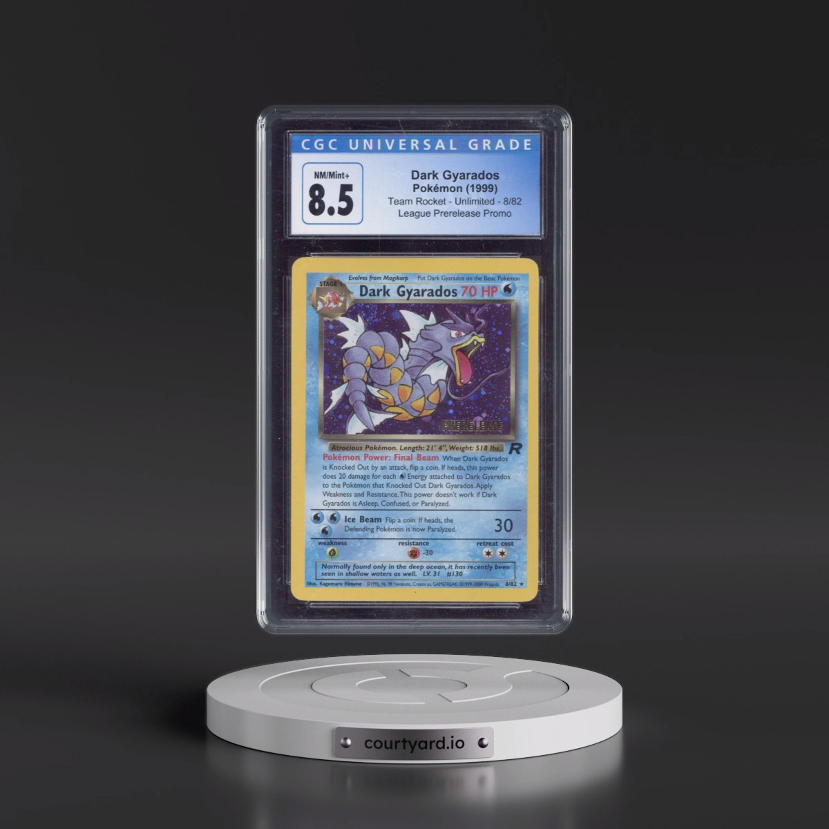 1999 Team Rocket #8/82 Dark Gyarados - League Prerelease Promo (Holo) (CGC 8.5 NM-MT+)