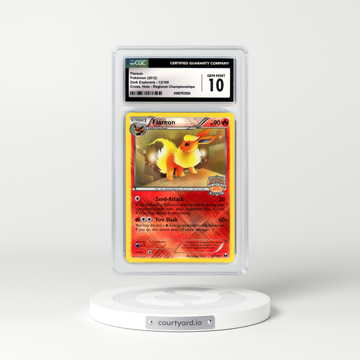 2012 Dark Explorers #12 Flareon - Holo Crosshatch Holo (CGC 10 GEM MINT)