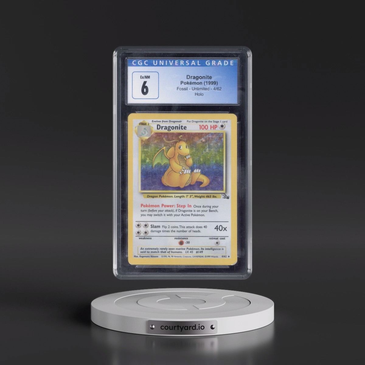 1999 Fossil #4/62 Dragonite - Galaxy Star Holo (CGC 6 EX-NM)