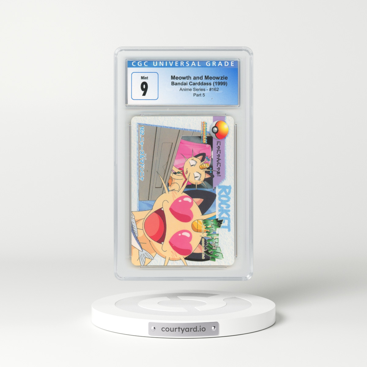 1998 Japanese Bandai Carddass #162 Meowth and Meowzie - Part 5 (CGC 9 MINT)