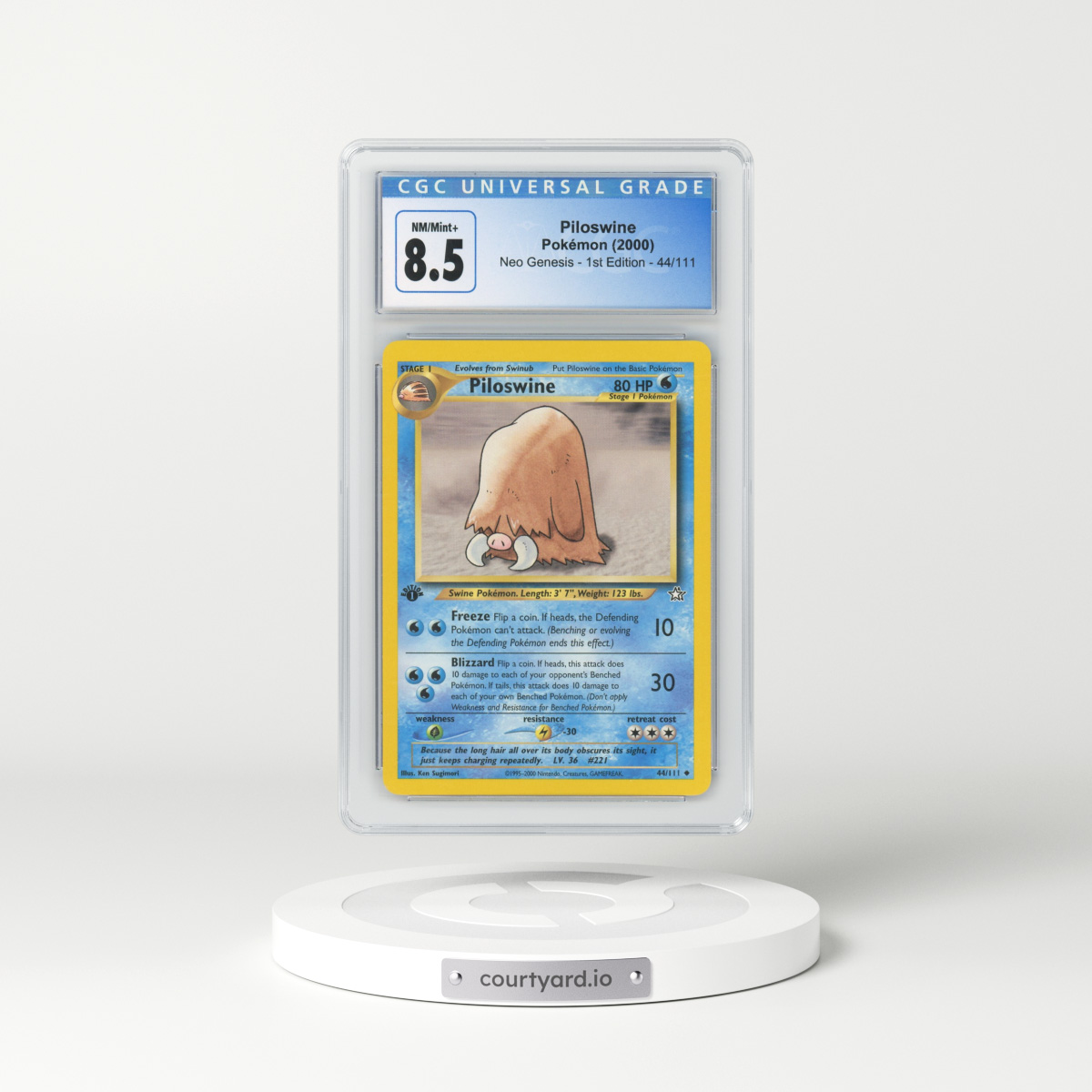 2000 Neo Genesis #44 Piloswine - 1st Edition (CGC 8.5 NM-MT+)
