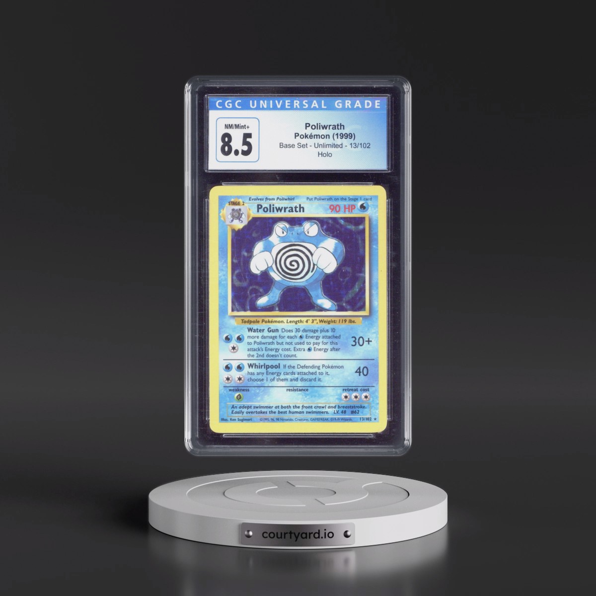 1999 Base Set #13/102 Poliwrath - Holo (CGC 8.5 NM-MT+)