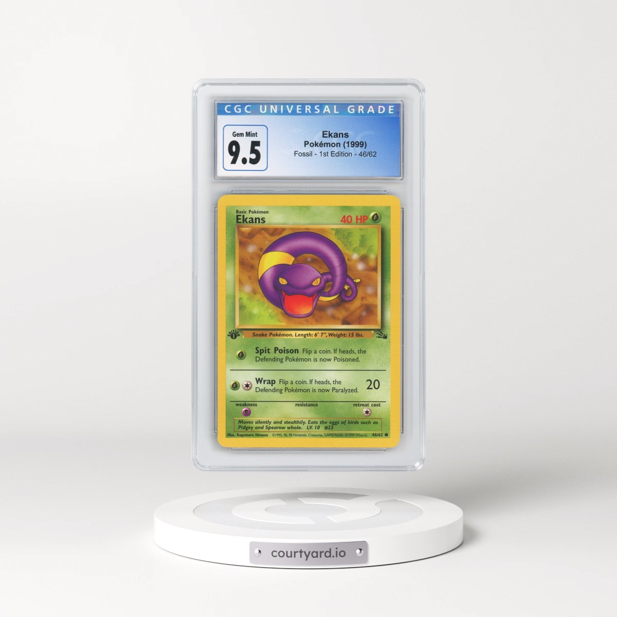 1999 Fossil #46/62 Ekans - 1st Edition 1st Edition (CGC 10 GEM MINT)