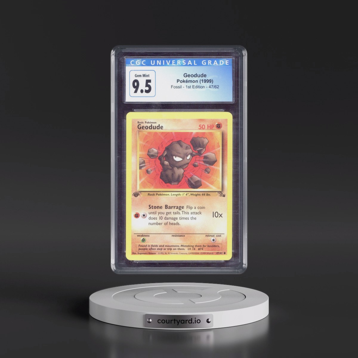 1999 Fossil #47/62 Geodude - 1st Edition 1st Edition (CGC 10 GEM MINT)