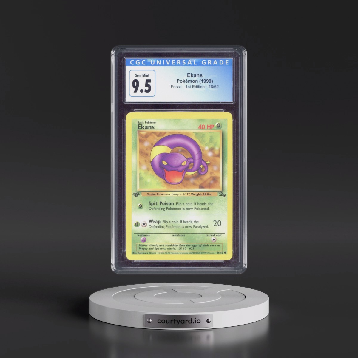 1999 Fossil #46/62 Ekans - 1st Edition 1st Edition (CGC 10 GEM MINT)