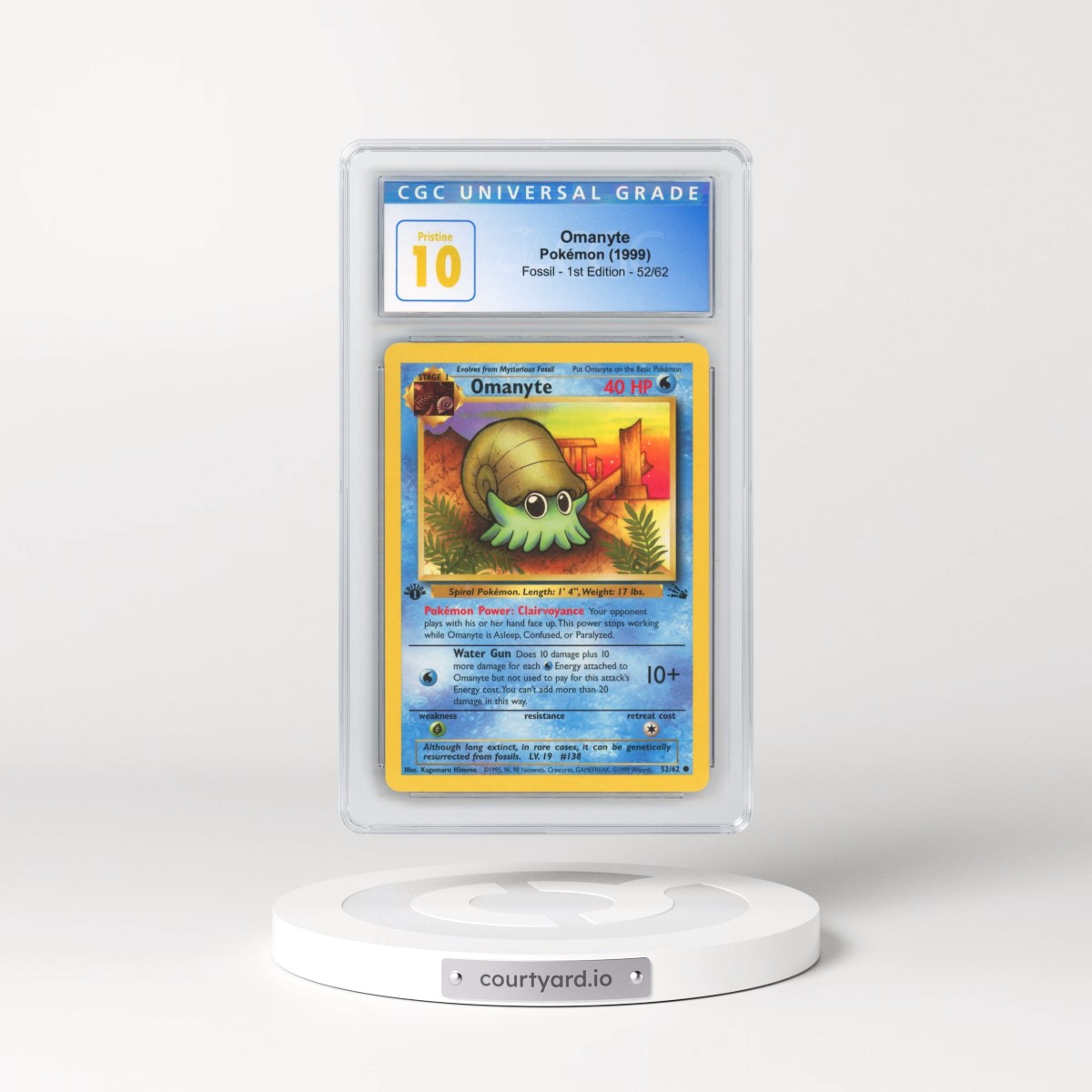 1999 Fossil #52/62 Omanyte - 1st Edition 1st Edition (CGC 10 PRISTINE)